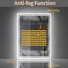 Specchio 70X50 CM illuminazione frontale e laterale led con funzione di Anti-Fog