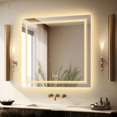 Specchio Quadrato 90X90 cm Luminoso Anti-Appannamento - Design Elegante