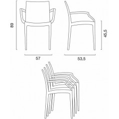 Set 3 Poltrone in polipropilene MADE IN ITALY 100% ecologica per esterno  Grand Soleil