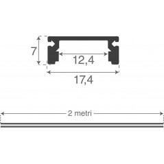 Diffusore barra alluminio porta led - SLIM - per strisce fino a 30Watt metro (20)