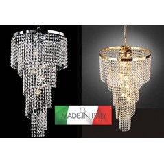 Lampadario serie Impero in metallo con particolari in cristallo