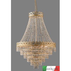 Lampadario serie Impero in metallo con particolari in cristallo