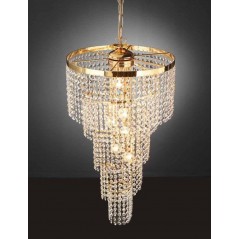 Lampadario Ø 500 H.1100 MM cristallo tipo SWAROVSKY MADE IN ITALY (Oro)